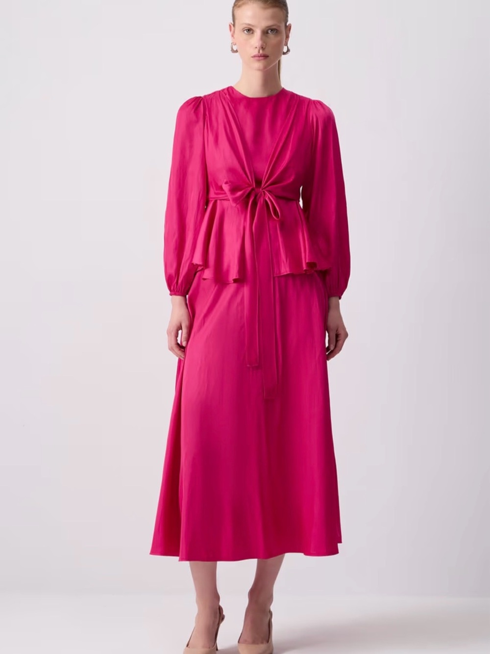 Touche Prive FRONT TIE SATIN SKIRT SET